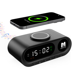 smart Настольные часы "Smart Hub" с bluetooth колонкой 5Вт, беспроводной (15W) зарядкой и подсветкой логотипа
