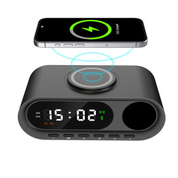 smart Настольные часы "Smart Hub" с bluetooth колонкой 5Вт, беспроводной (15W) зарядкой и подсветкой логотипа