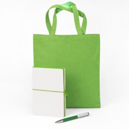 Happy gifts Набор подарочный COMBI SET: бизнес-блокнот, ручка, сумка, бело-зеленый