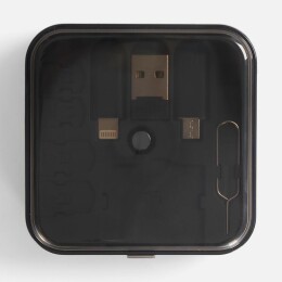 Indivo Набор для ухода за гаджетами со складным кабелем aceCase, черный
