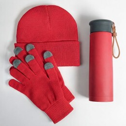 Happy gifts Набор подарочный GET WARM-2: перчатки, шапка, термос