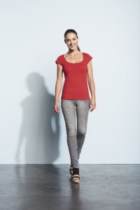 Sol's Футболка женская MELROSE 150 с глубоким вырезом, белая