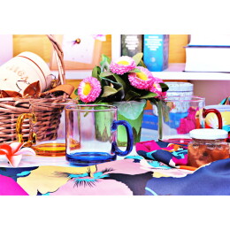 Rusgifts Кружка "Joyful",прозрачная с желтым,300мл,стекло