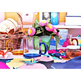 Rusgifts Кружка "Joyful",прозрачная с желтым,300мл,стекло