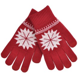 Happy gifts Перчатки для сенсорных экранов "СНЕЖИНКА", красный, М, акрил 40%; шерсть 30%; нейлон 30%, шеврон