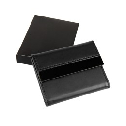 Happy gifts Футляр для карт; 20 кармашков; черный; 10,7х8,5х1,8 см; иск. кожа, металл; лазерная гравировка