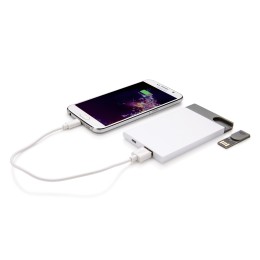 Разное Зарядное устройство с USB–флешкой на 8 ГБ, 2500 mAh, белый