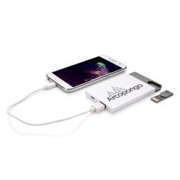 Разное Зарядное устройство с USB–флешкой на 8 ГБ, 2500 mAh, белый