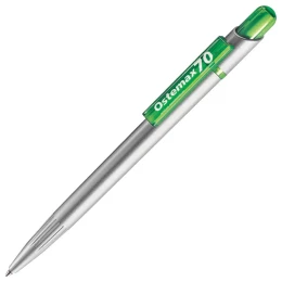 Lecce Pen MIR SAT, ручка шариковая, прозрачный зеленый/серебристый, пластик
