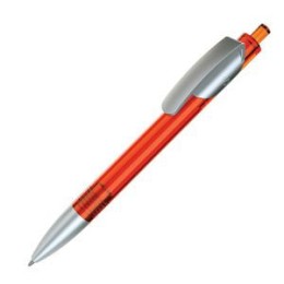Lecce Pen TRIS LX SAT, ручка шариковая, прозрачный оранжевый/серебристый, пластик
