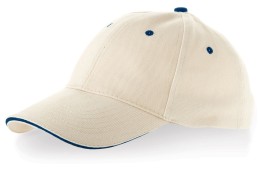 US Basic Бейсболка "New Castle" 6-ти панельная, натуральный/синий