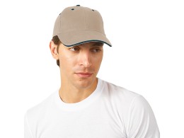 US Basic Бейсболка "New Castle" 6-ти панельная, натуральный/синий