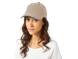 US Basic Бейсболка "New Castle" 6-ти панельная, натуральный/синий