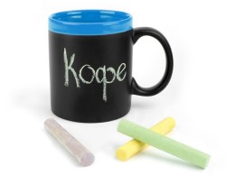 Noname Кружка с покрытием для рисования мелом «Да Винчи», черный/голубой