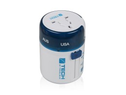 Travel Blue Адаптер с 2-умя USB-портами для зарядки Travel Blue Twist & Slide Adaptor голубой/белый