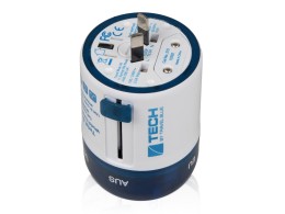 Travel Blue Адаптер с 2-умя USB-портами для зарядки Travel Blue Twist & Slide Adaptor голубой/белый