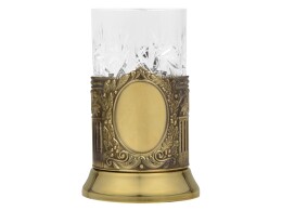 Noname Чайный набор с подстаканником и фарфоровым чайником «ЭГОИСТ-Л», золотистый/белый