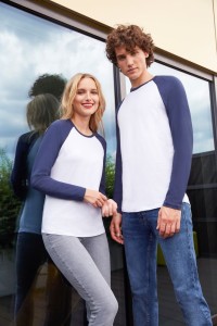 Sol's Футболка мужская с длинным рукавом Funky Lsl, белая с ярко-синим