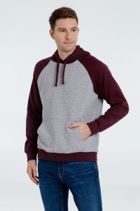 Sol's Толстовка унисекс Seattle, серый меланж с бордовым