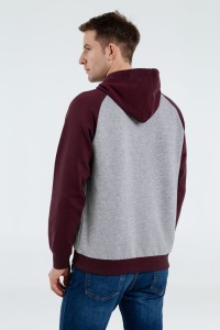 Sol's Толстовка унисекс Seattle, серый меланж с бордовым