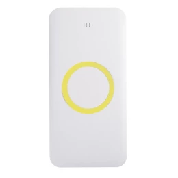 Happy gifts Универсальный аккумулятор с функцией беспроводной зарядки SATURN,белый с желтым,15х7,3х1,2см
