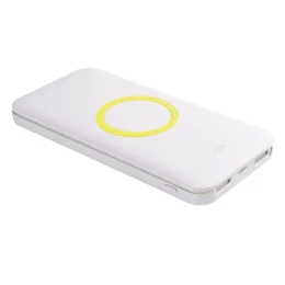 Happy gifts Универсальный аккумулятор с функцией беспроводной зарядки SATURN,белый с желтым,15х7,3х1,2см