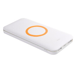 Happy gifts Универсальный аккумулятор с функцией беспроводной зарядки SATURN,белый с оранжевым,15х7,3х1,