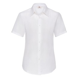 Textile Рубашка "Lady-Fit Short Sleeve Oxford Shirt", белый_L, 70% х/б, 30% п/э, 130 г/м2