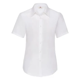 Textile Рубашка "Lady-Fit Short Sleeve Oxford Shirt", белый_L, 70% х/б, 30% п/э, 130 г/м2
