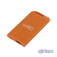 Зарядное устройство "Theta" с фонариком, 4000 mAh, покрытие soft touch оранжевый