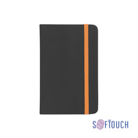 Блокнот "Бергамо", А6, покрытие soft touch черный с оранжевым