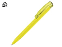 Ручка пластиковая шариковая трехгранная «Trinity K transparent Gum» soft-touch с чипом передачи информации NFC, желтый