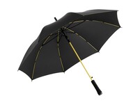 Зонт-трость «Colorline» с цветными спицами и куполом из переработанного пластика, черный/желтый