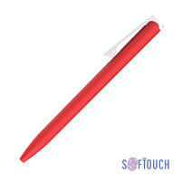 Ручка шариковая "Clive", покрытие soft touch красный с белым