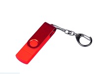 USB 2.0/micro USB/Type-С- флешка на 64 Гб 3-в-1 с поворотным механизмом