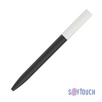 Ручка шариковая "Clive", покрытие soft touch черный с белым