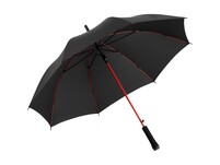 Зонт-трость «Colorline» с цветными спицами и куполом из переработанного пластика, черный/красный
