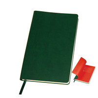 Бизнес-блокнот "Funky", 130*210 мм, зеленый, красный форзац, мягкая обложка, в линейку