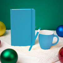 Подарочный набор HAPPINESS: блокнот, ручка, кружка, голубой