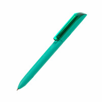Ручка шариковая FLOW PURE,аквамарин корпус/прозрачный клип, покрытие soft touch, пластик