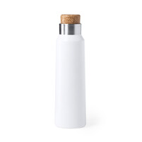 Бутылка для воды ANUKIN, 770 мл, нержавеющая сталь, натуральная пробка, белая