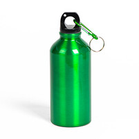 Бутылка для воды "Mento-1", алюминиевая, с карабином, 400 мл., зеленый