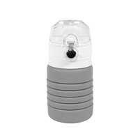 Бутылка для воды складная с карабином SPRING; 550/250 мл, силикон, серая