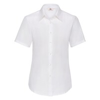 Рубашка "Lady-Fit Short Sleeve Oxford Shirt", белый_XL, 70% х/б, 30% п/э, 130 г/м2