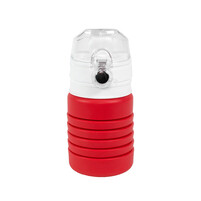 Бутылка для воды складная с карабином SPRING; 550/250 мл, силикон, красная