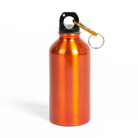 Бутылка для воды "Mento-1", алюминиевая, с карабином, 400 мл., оранжевый
