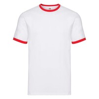 Футболка "Ringer T", белый с красным_2XL, 100% х/б, 160 г/м2