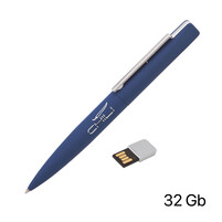 Ручка шариковая "Callisto" с флеш-картой 32Gb, покрытие soft touch темно-синий