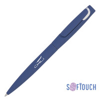 Ручка шариковая "Saturn" покрытие soft touch темно-синий с серебристым