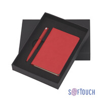 Набор подарочный "Лорен" с блокнотом А6, покрытие soft touch красный